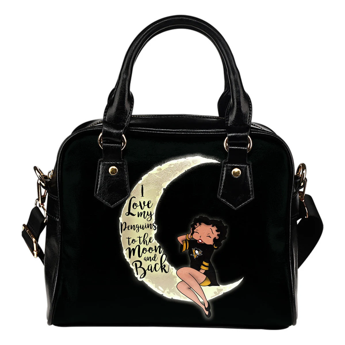 I Love My Pittsburgh Penguins To The Moon And Back Shoulder Handbags Women Purse Sb0801
