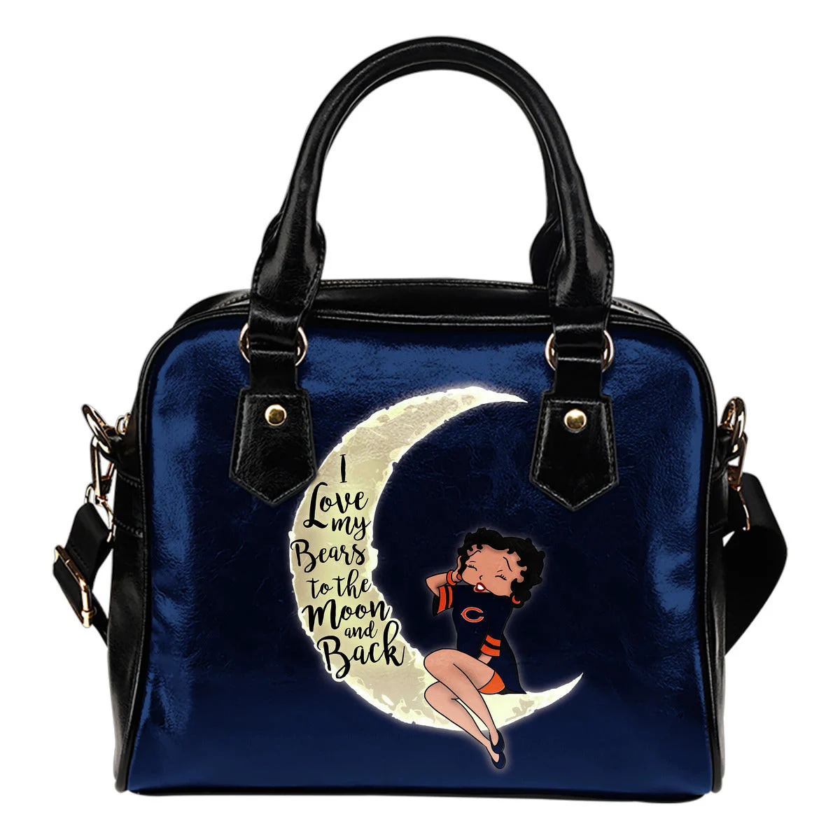 BB I Love My Chicago Bears To The Moon And Back Shoulder Handbags Women Purse Sb0801