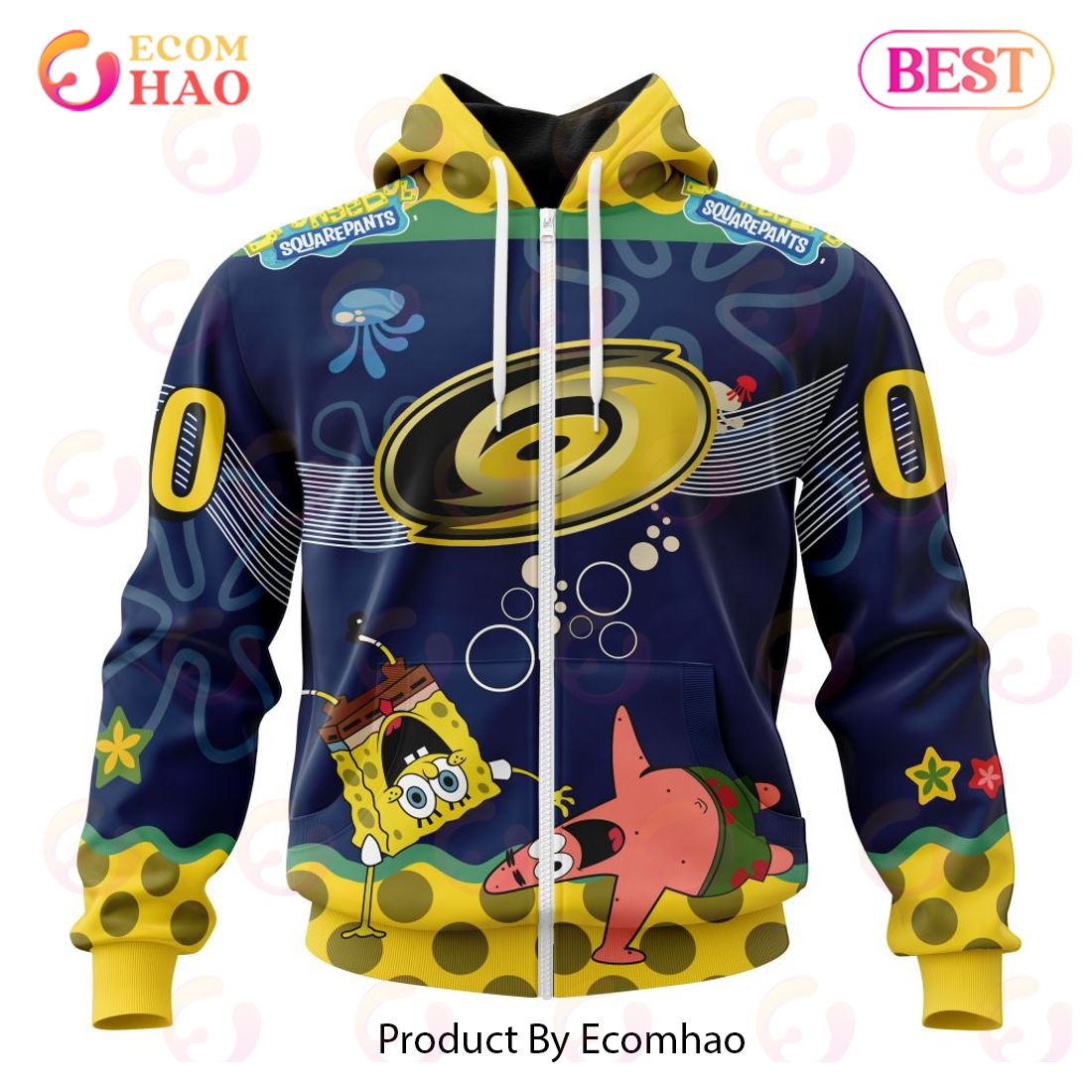 Carolina Hurricanes Specialized Jersey With SpongeBob 3D Hoodie, Zip Hoodie, Man - Women, Warm, Premium Quality HZ0501