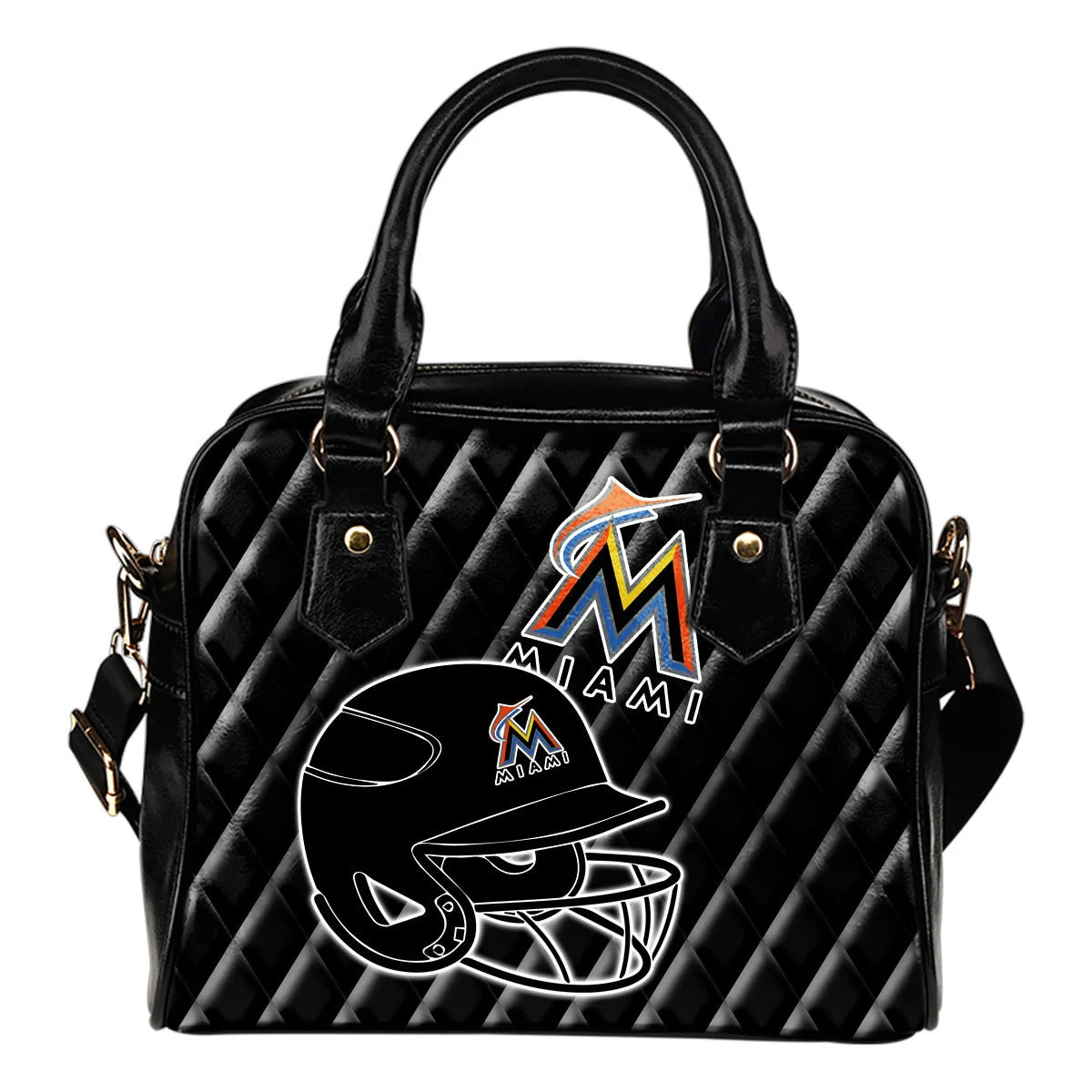 Couple Helmet Enchanting Logo Miami Marlins Shoulder Handbags Sb0801