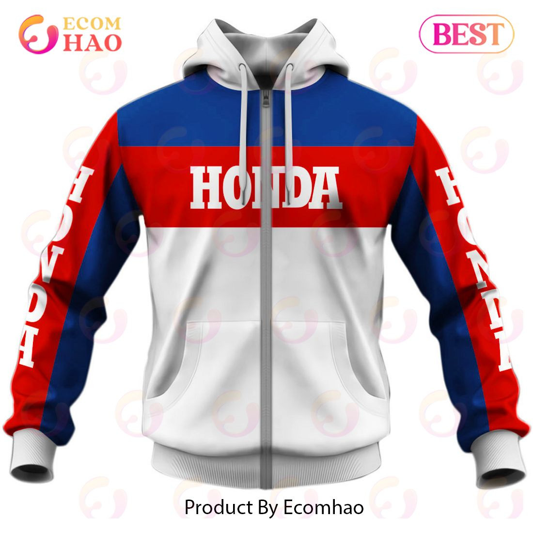 Customize Name Vintage Style Honda Motocross Jersey MX Enduro AHRMA Motorcycle Dirt Bike 3D Hoodie, Zip Hoodie, Man - Women, Warm, Premium Quality HZ0501