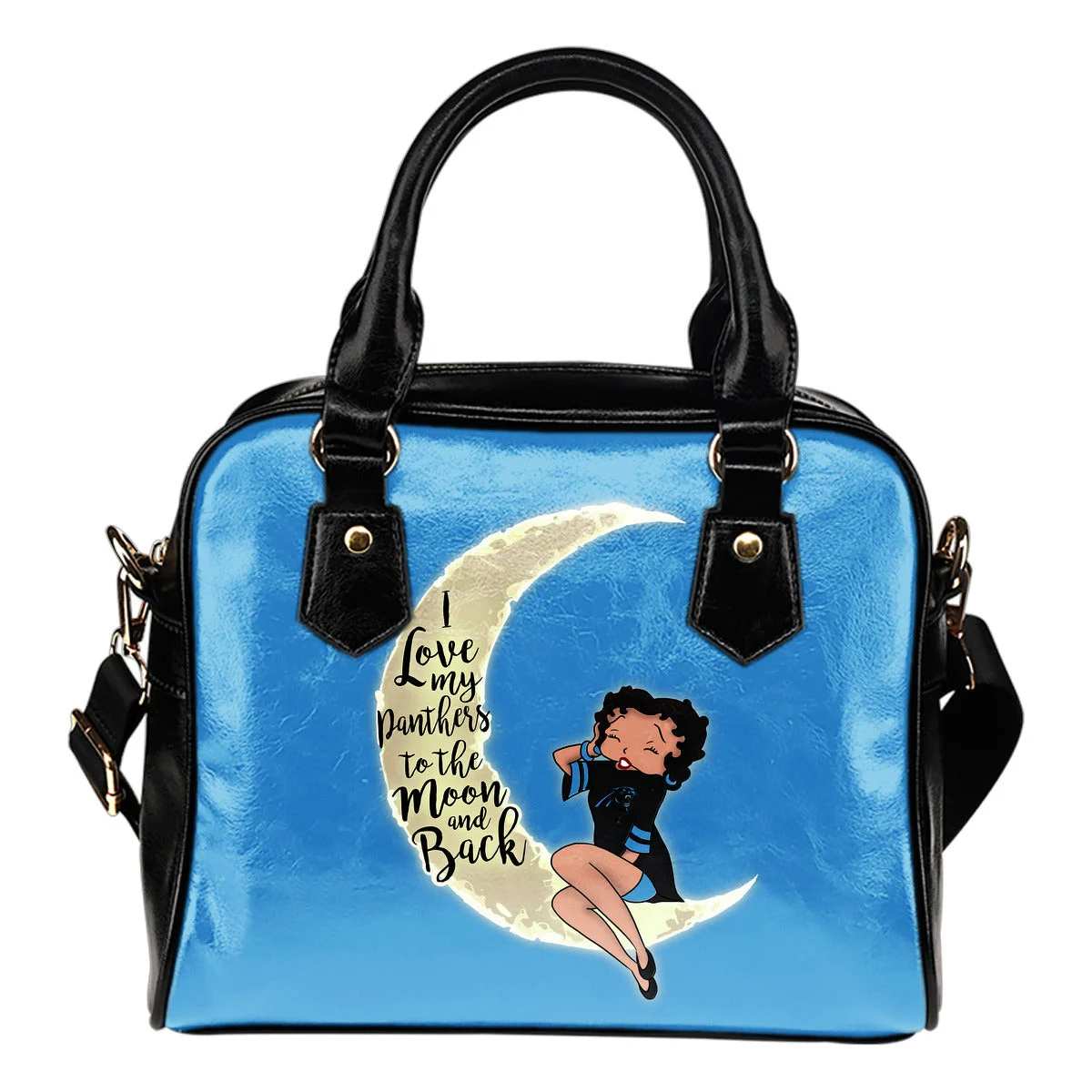 BB I Love My Carolina Panthers To The Moon And Back Shoulder Handbags Women Purse Sb0801