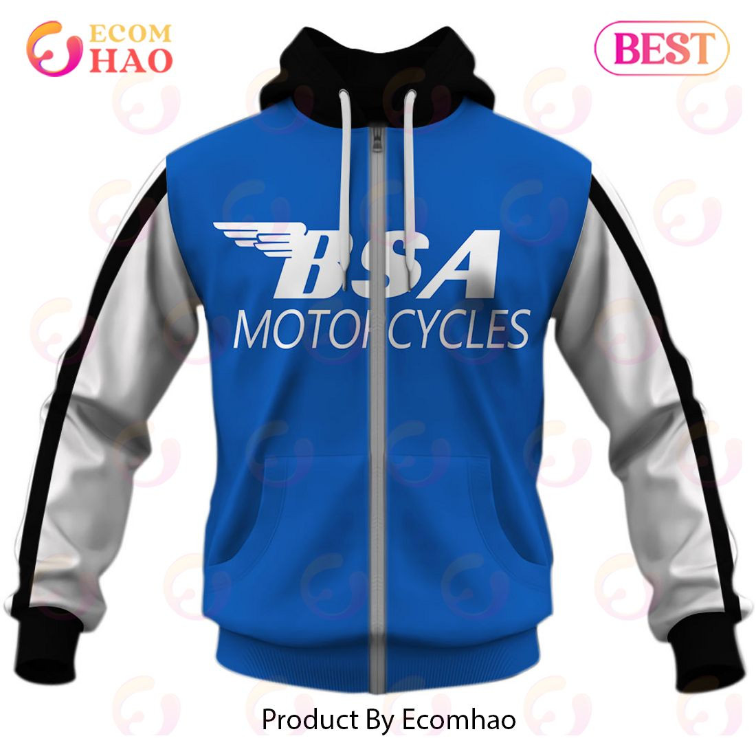 Customize Name Vintage Style BSA Motocross Jersey MX Enduro AHRMA Motorcycle Dirt Bike 3D Hoodie Flat Track Triumph, Zip Hoodie, Man - Women, Warm, Premium Quality HZ0501