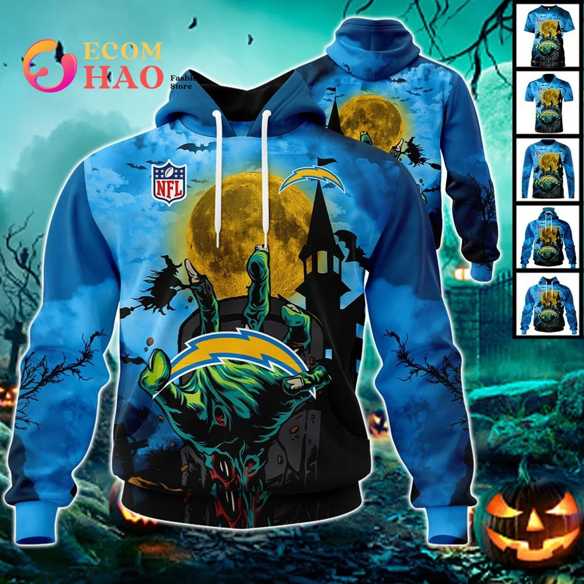 Chargers Halloween Jersey 3D Hoodie, Zip Hoodie, Man - Women, Warm, Premium Quality HZ0501