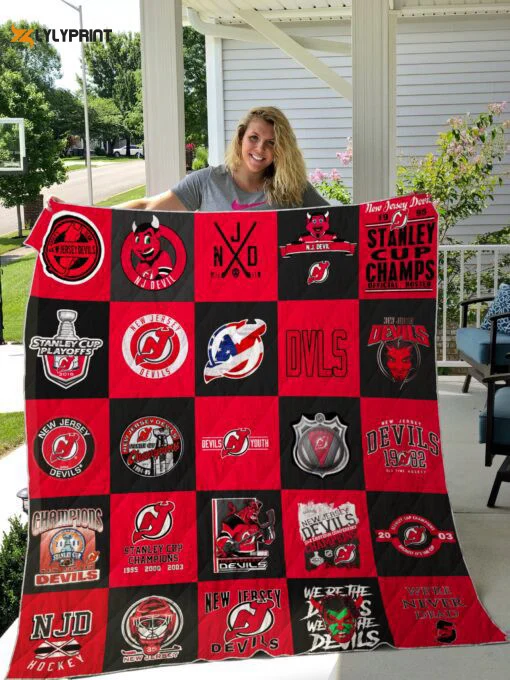 New Jersey Devils 1 Quilt Blanket For Fans Home Decor Gift , Soft Quilt, King Size, All Season Cozy Quilt QB0901