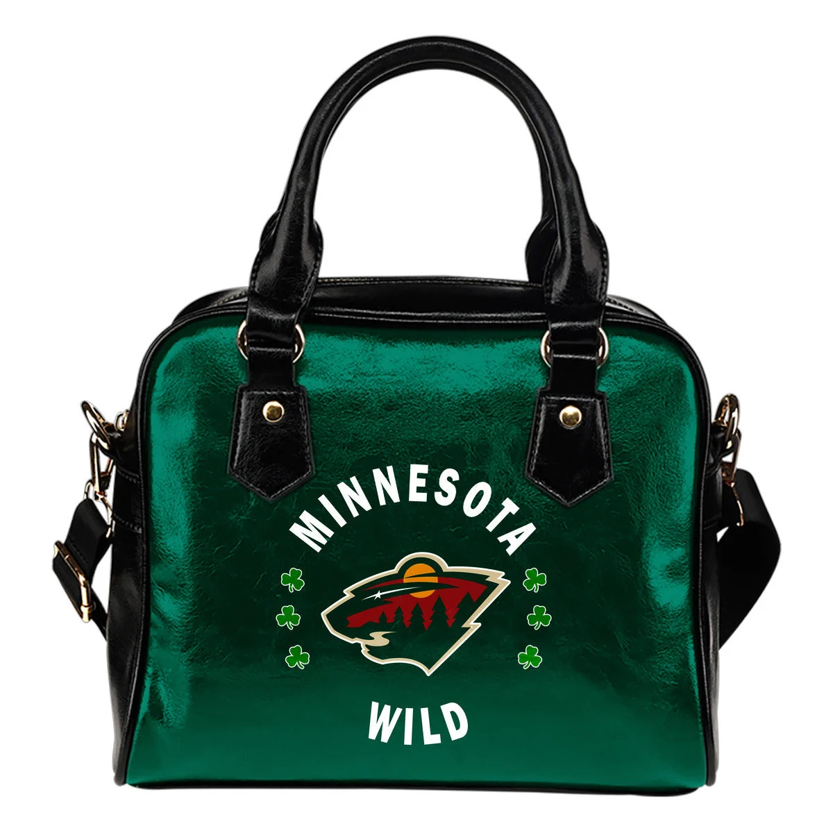 Central Beautiful Logo Circle Lucky Leaf Minnesota Wild Shoulder Handbags Sb0801