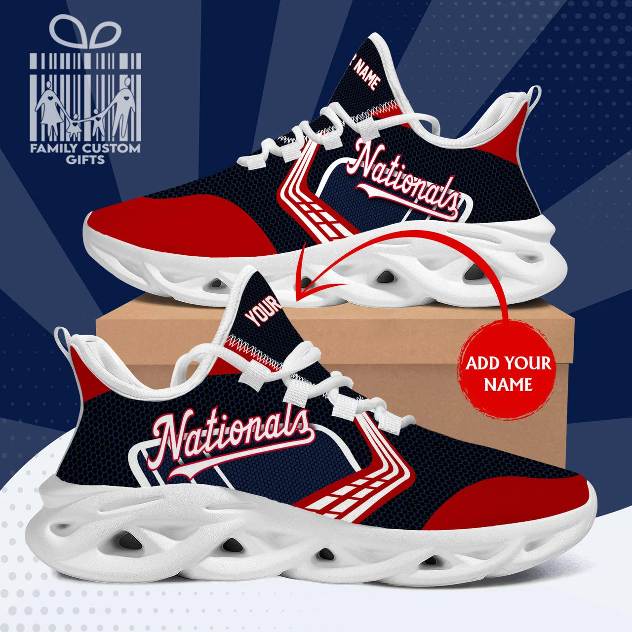 Washington Nationals Custom Name Max Soul Shoes V2  MS0601