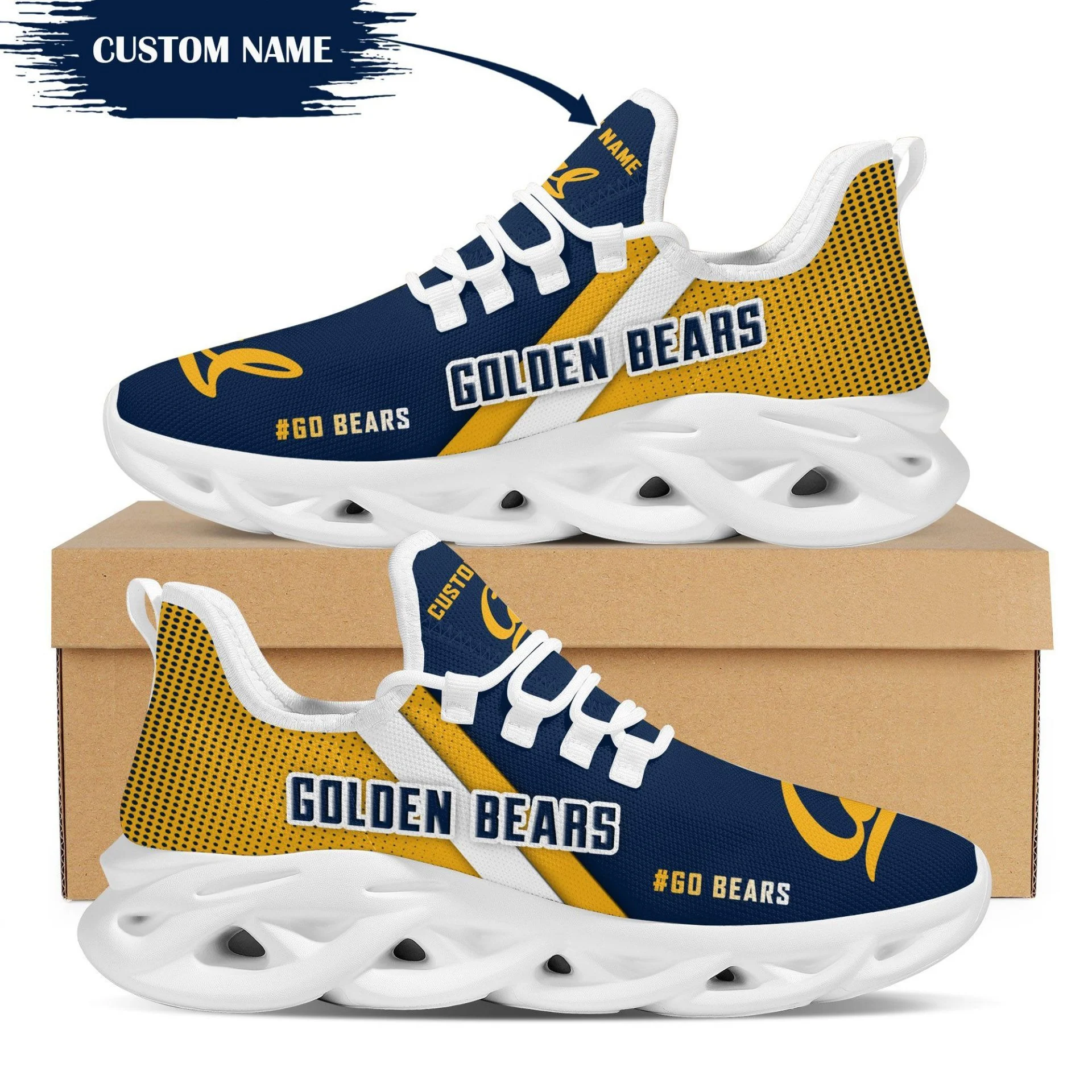 California Golden Bears Custom Name Blue Max Soul Shoes V2 Sneakers  MS0601