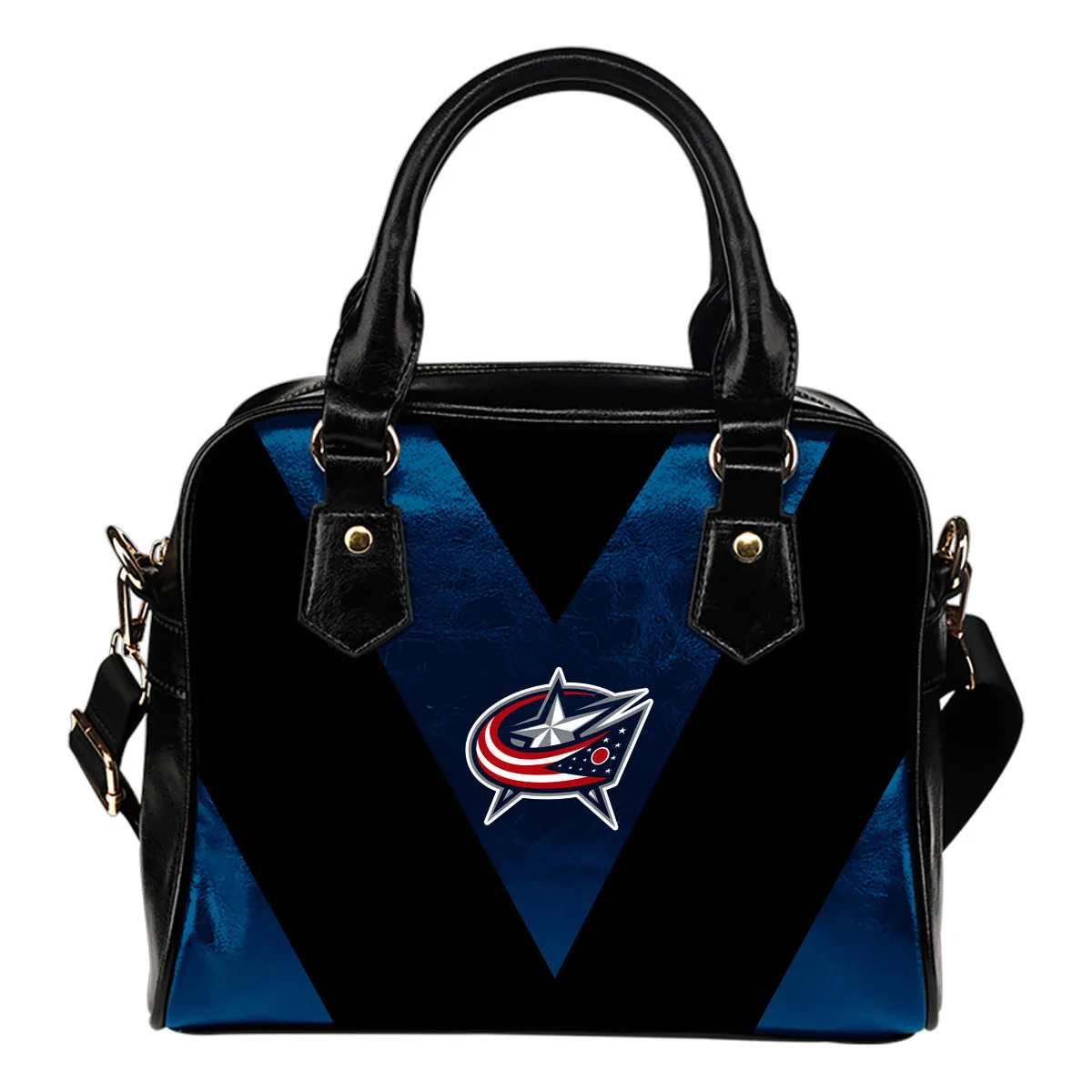 Triangle Double Separate Colour Columbus Blue Jackets Shoulder Handbags Sb0801