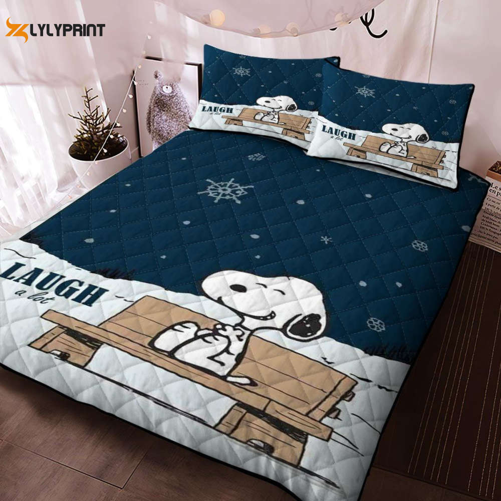 Peanuts Snoopy Laugh A Lot, Snoopy Fan Gift, Snoopy Duvet Quilt Bedding Set , Soft Quilt, King Size, All Season Cozy Quilt QB0901