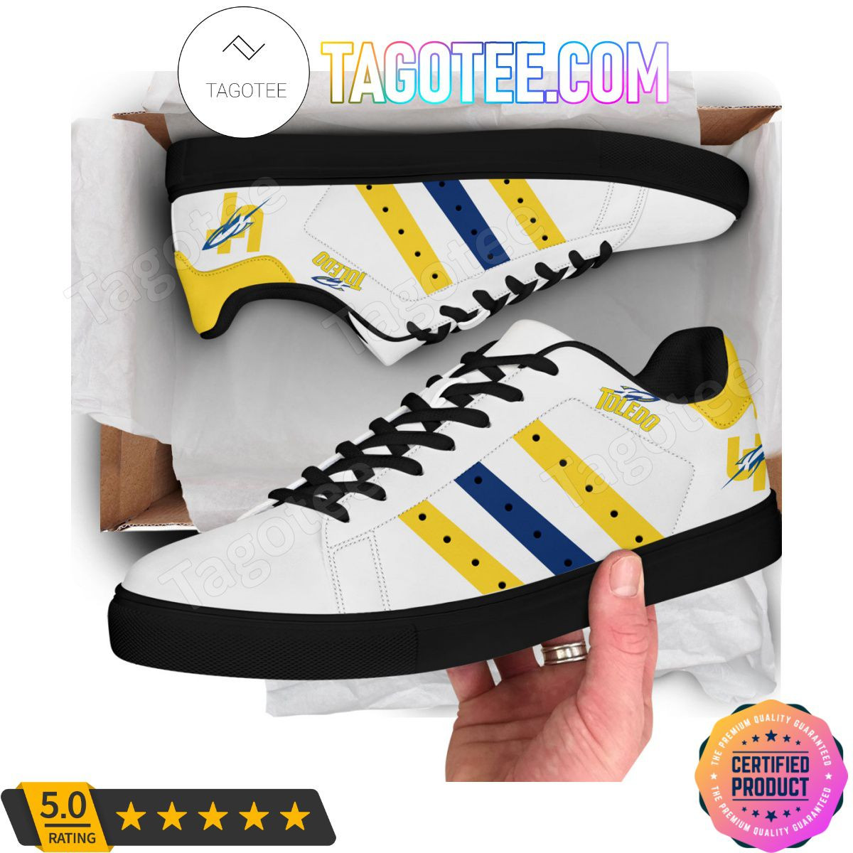 NCAA Toledo Rockets White Stan Smith Shoes , Trendy Style Sneakers ST0801