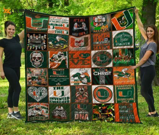 Miami Hurricanes 1 Quilt For Fans Home Decor Gift , Soft Quilt, King Size, All Season Cozy Quilt QB0901