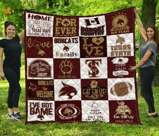 Texas State Bobcats Quilt Blanket For Fans Home Decor Gift , Soft Quilt, King Size, All Season Cozy Quilt QB0901