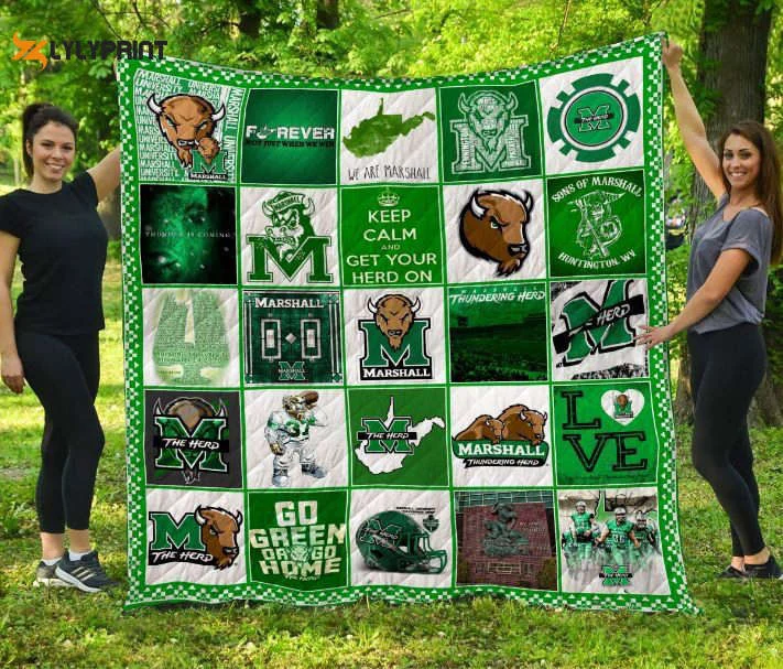 Marshall Thundering Herd Quilt Blanket For Fans Home Decor Gift , Soft Quilt, King Size, All Season Cozy Quilt QB0901