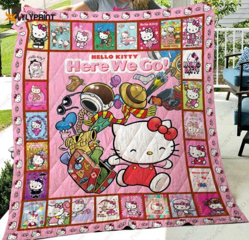Hello Kitty 5 Quilt Blanket For Fans Home Decor Gift , Soft Quilt, King Size, All Season Cozy Quilt QB0901