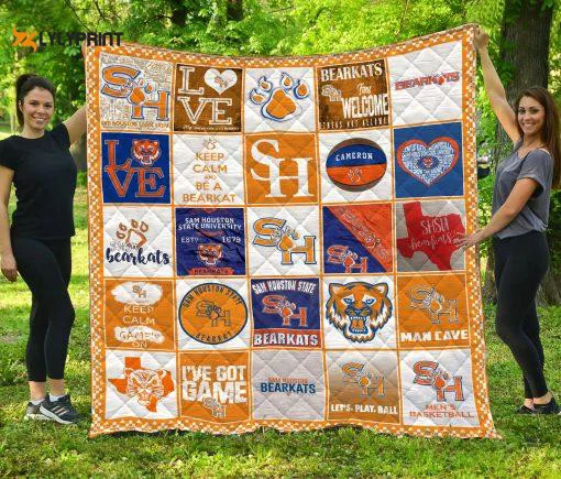 Sam Houston Bearkats 1 Quilt Blanket For Fans Home Decor Gift , Soft Quilt, King Size, All Season Cozy Quilt QB0901