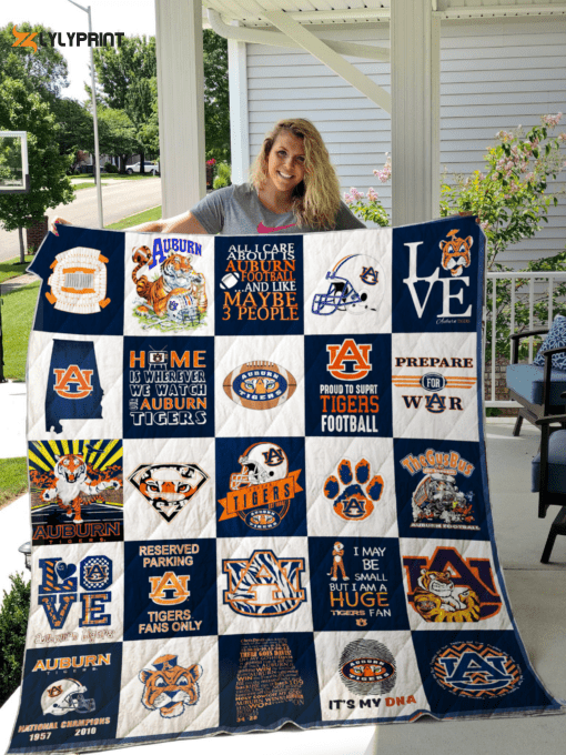 Auburn Tigers Quilt Blanket For Fans Home Decor Gift , Soft Quilt, King Size, All Season Cozy Quilt QB0901