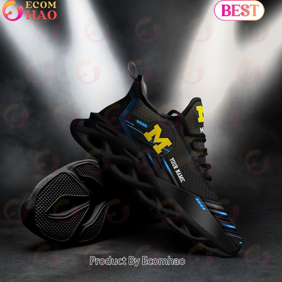 Michigan Wolverines Team Black Clunky Max Soul Shoes Sneakers Custom Your Name  Unisex sneakers MS0601