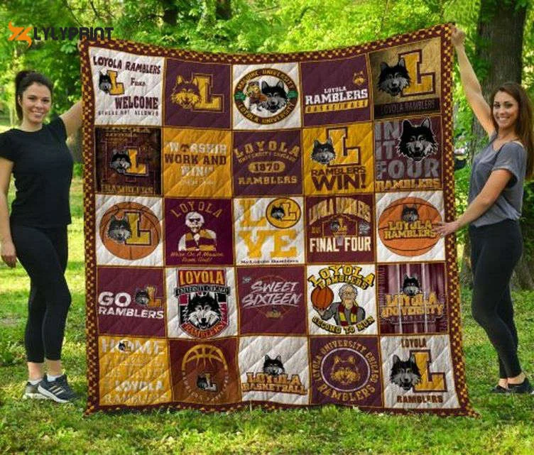 Loyola Chicago Ramblers Quilt Blanket For Fans Home Decor Gift , Soft Quilt, King Size, All Season Cozy Quilt QB0901