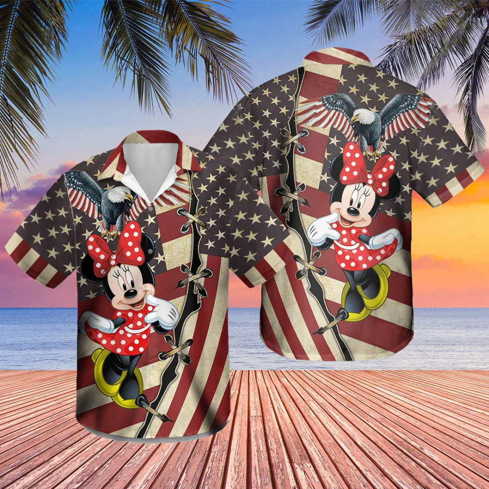 Minnie Mouse Hawaiian shirt 4th July US Flag HW0601