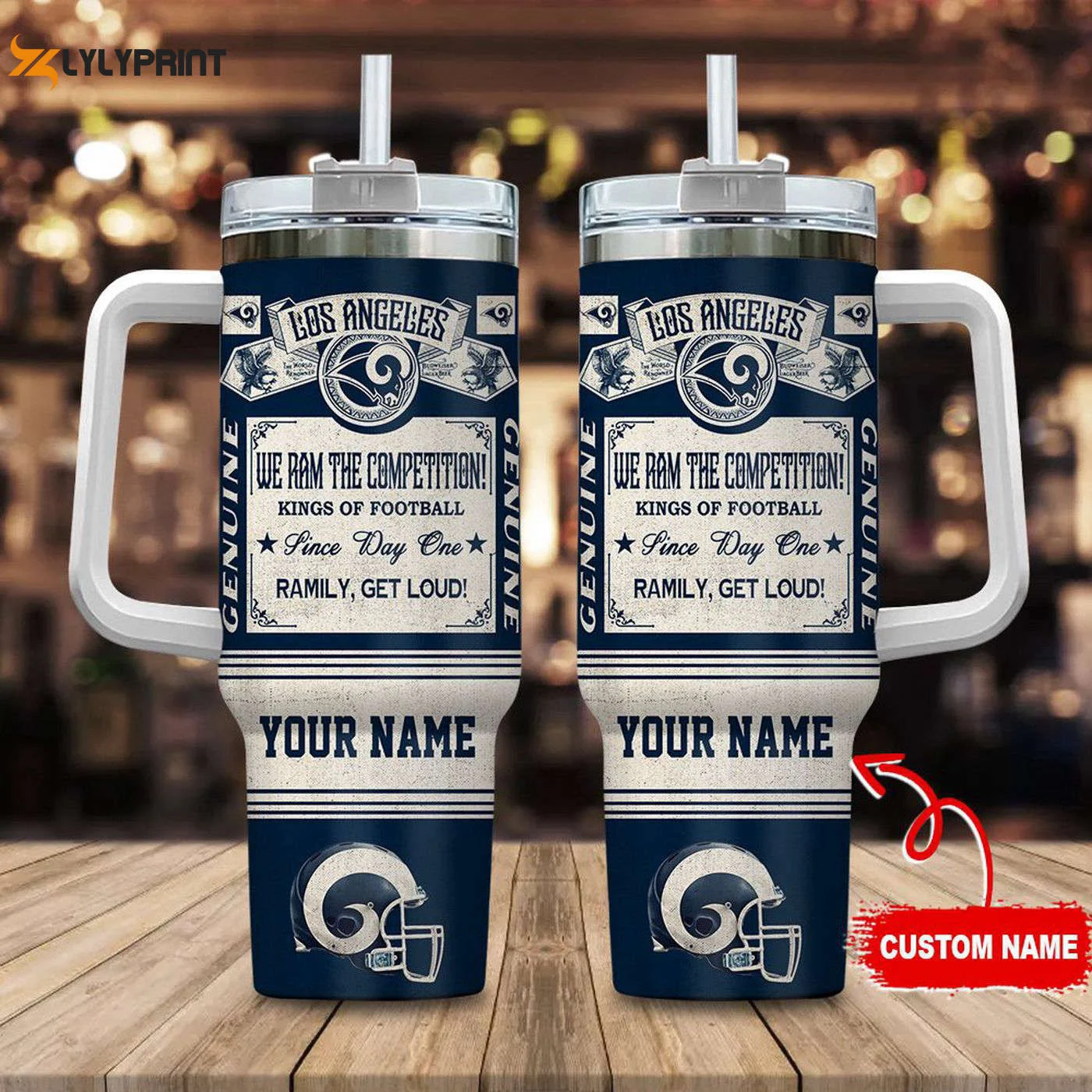 Vintage Los Angeles Rams King of Football Custom Name 40oz Stanley Tumbler - Perfect Gift for Fans 0501TB40