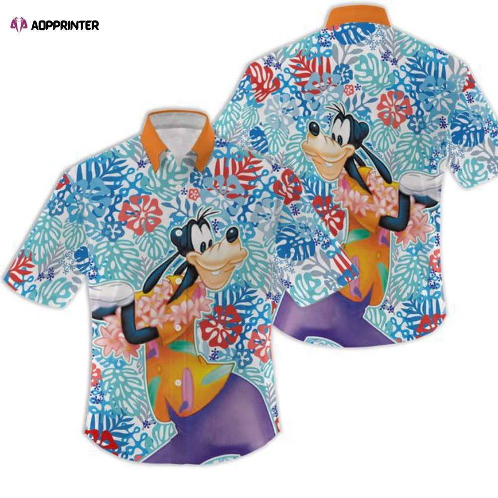 Disney hawaiian shirts, goofy hawaiian shirts, mickey mouse hawaiian shirt, winnie the pooh hawaiian shirt, floral hawaiian shirt HW0601