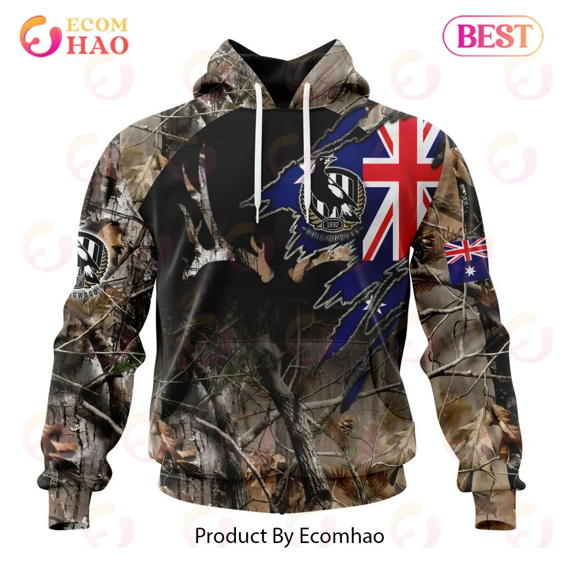 AFL Collingwood Football Club Special Camo Realtree Hunting 3D Hoodie, Zip Hoodie, Man - Women, Warm, Premium Quality HZ0501