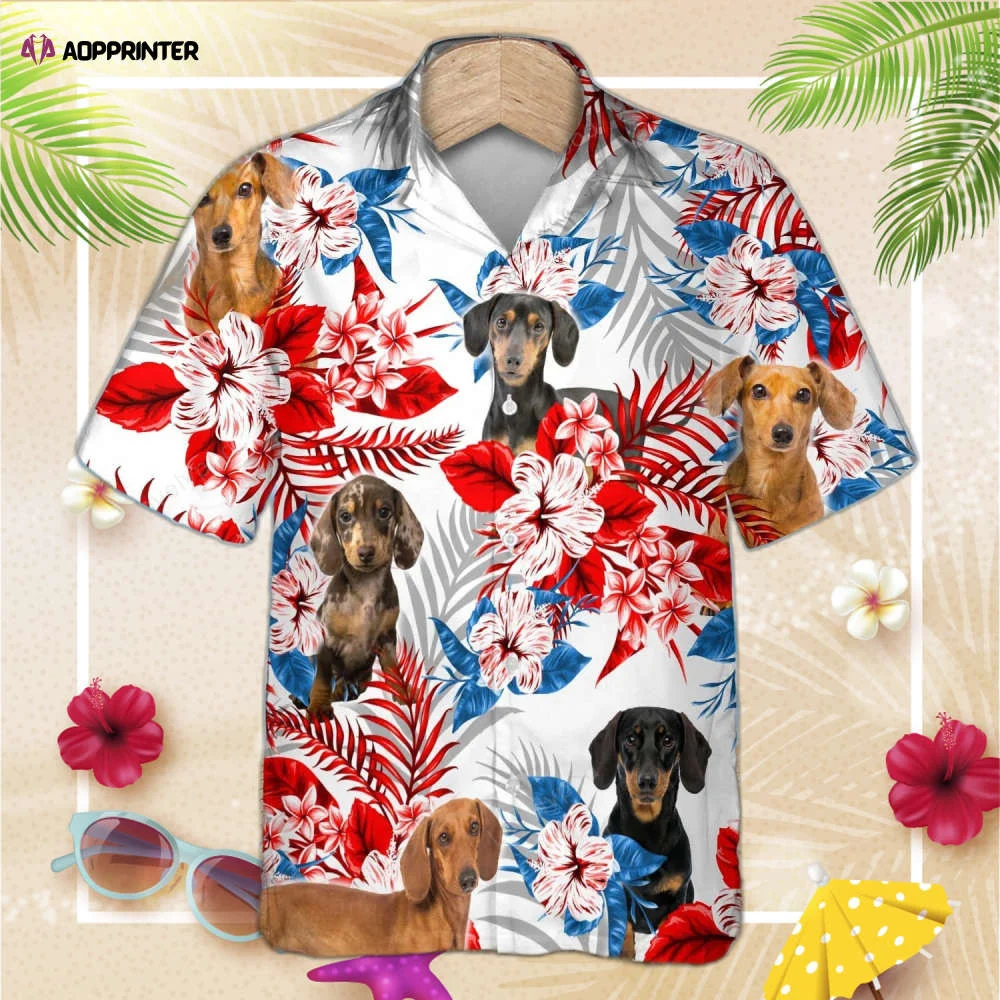 Dachshund Flower american Hawaiian Shirt, Gift For Men And Women HW0601