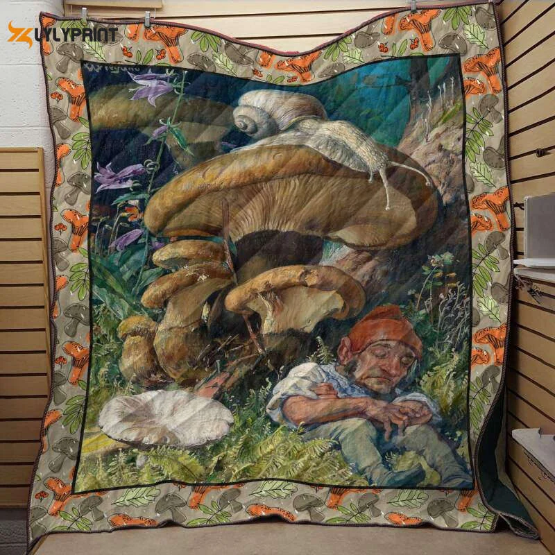 Mushroom And Dwarf Customized 3D Customized Quilt , Soft Quilt, King Size, All Season Cozy Quilt QB0901