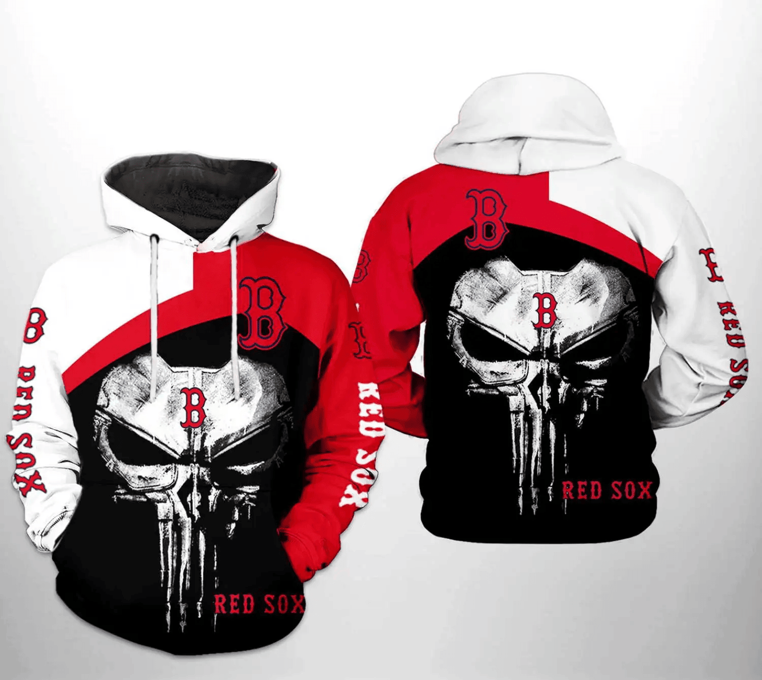 Stylish Boston Red Sox Skull Punisher 3D Hoodie Zipper – AOP Shirt HZ0501