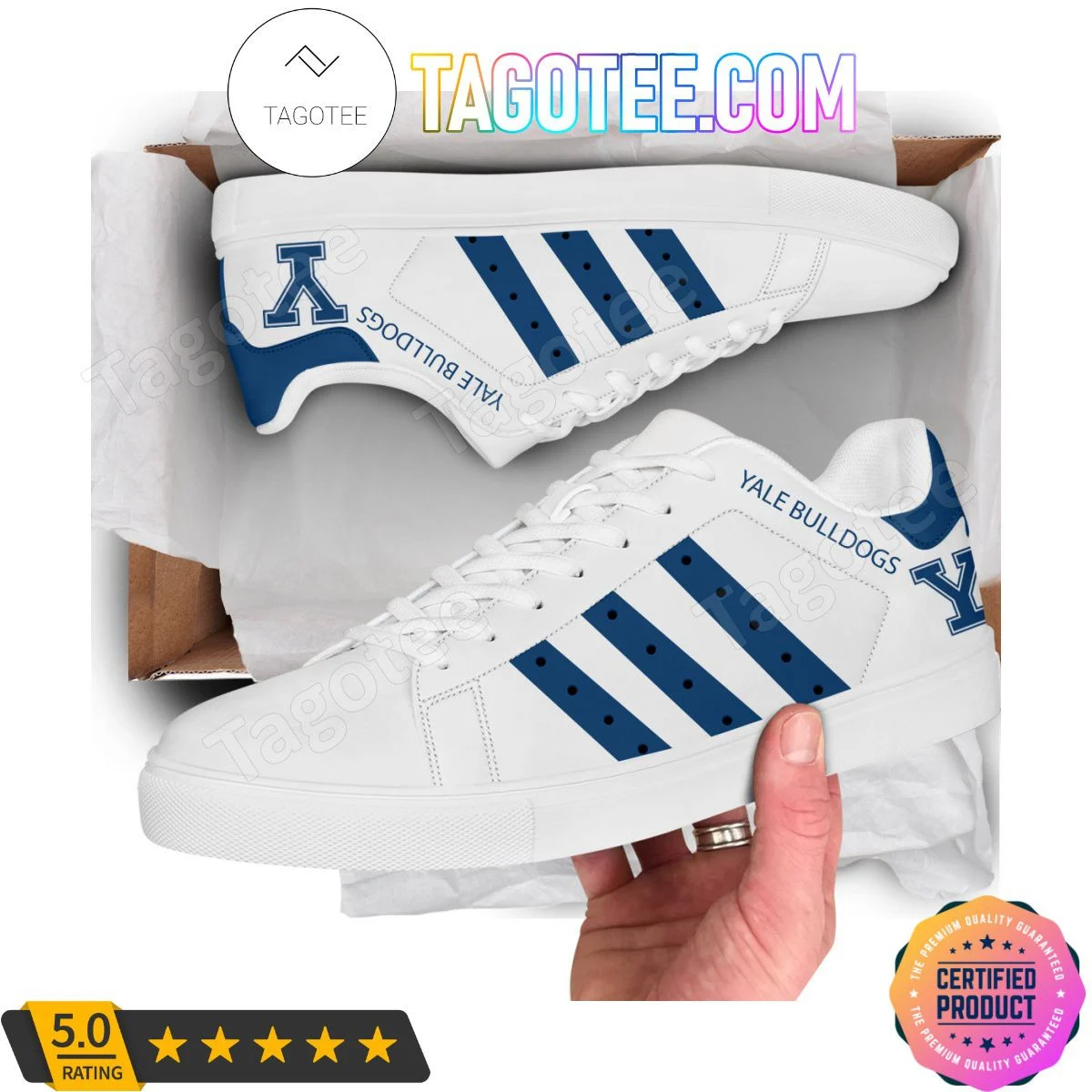 NCAA Yale Bulldogs White Blue Stan Smith Shoes , Trendy Style Sneakers ST0801