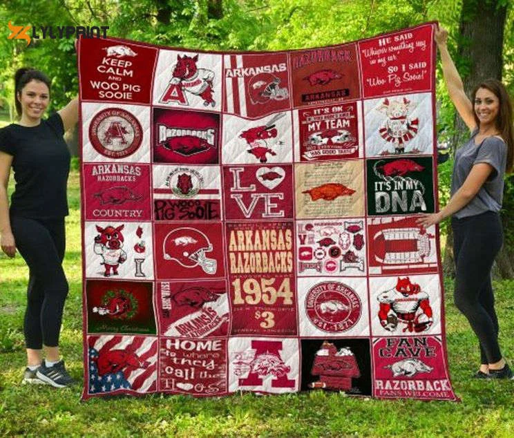 Arkansas Razorbacks Quilt Blanket For Fans Home Decor Gift , Soft Quilt, King Size, All Season Cozy Quilt QB0901