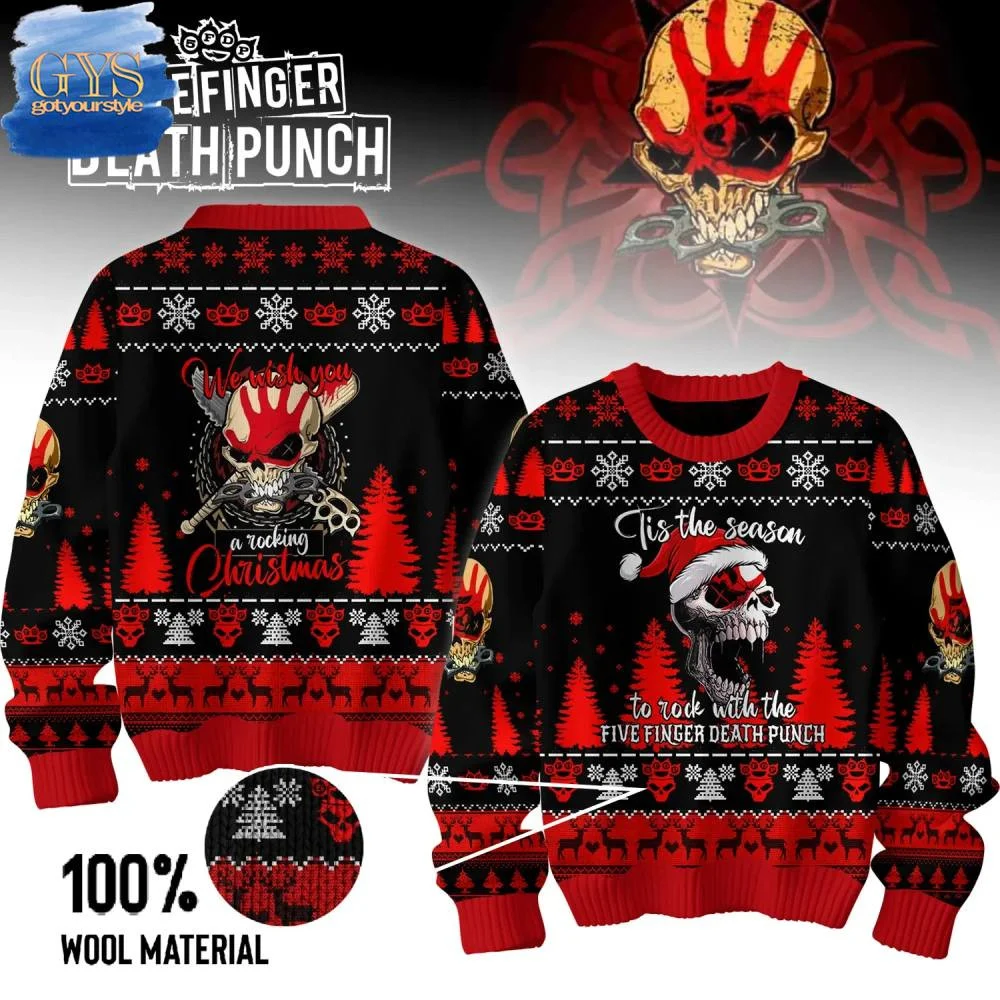Five Finger Death Punch Rocking Christmas Limited Edition Ugly Sweater , Cozy Soft Unisex Pullover SW0601