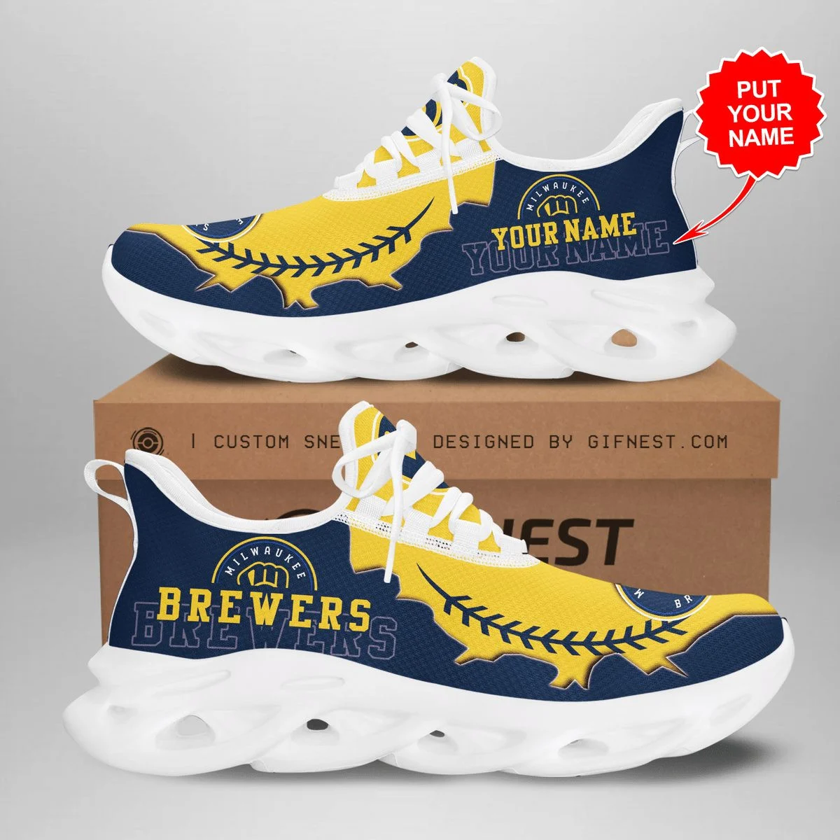 Custom MLB Milwaukee Brewers Custom Name Max Soul Shoes V4 Men Women MS0601