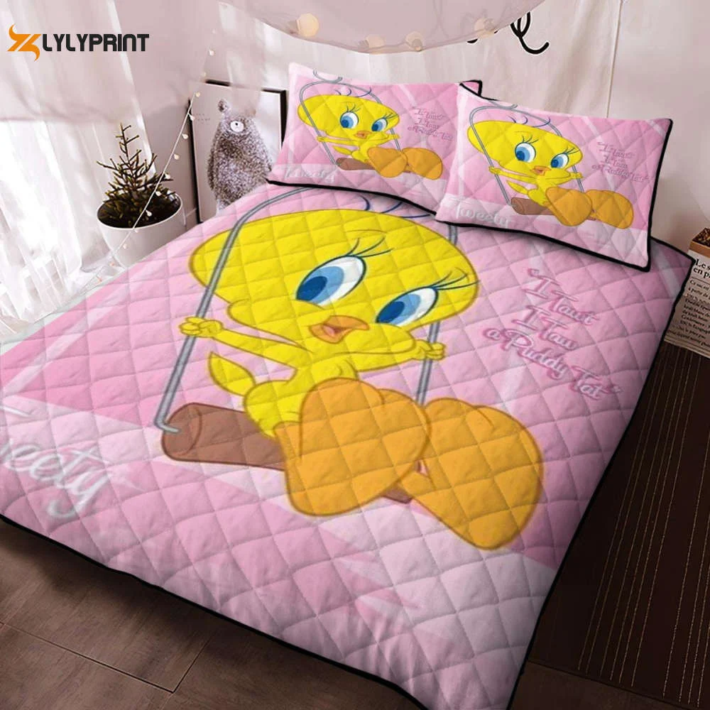 Lovely Tweety I Tawt I Taw A Puddy Tat Looney Tunes Flims Ver3 Fan Gift,tweety Looney Duvet Quilt Bedding Set , Soft Quilt, King Size, All Season Cozy Quilt QB0901