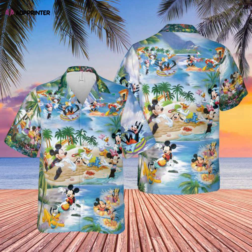 Mickey Mouse Summer Hawaiian Shirt Shorts, Disney Summer Short Sleeve Button Hawaiian Shirt HW0601