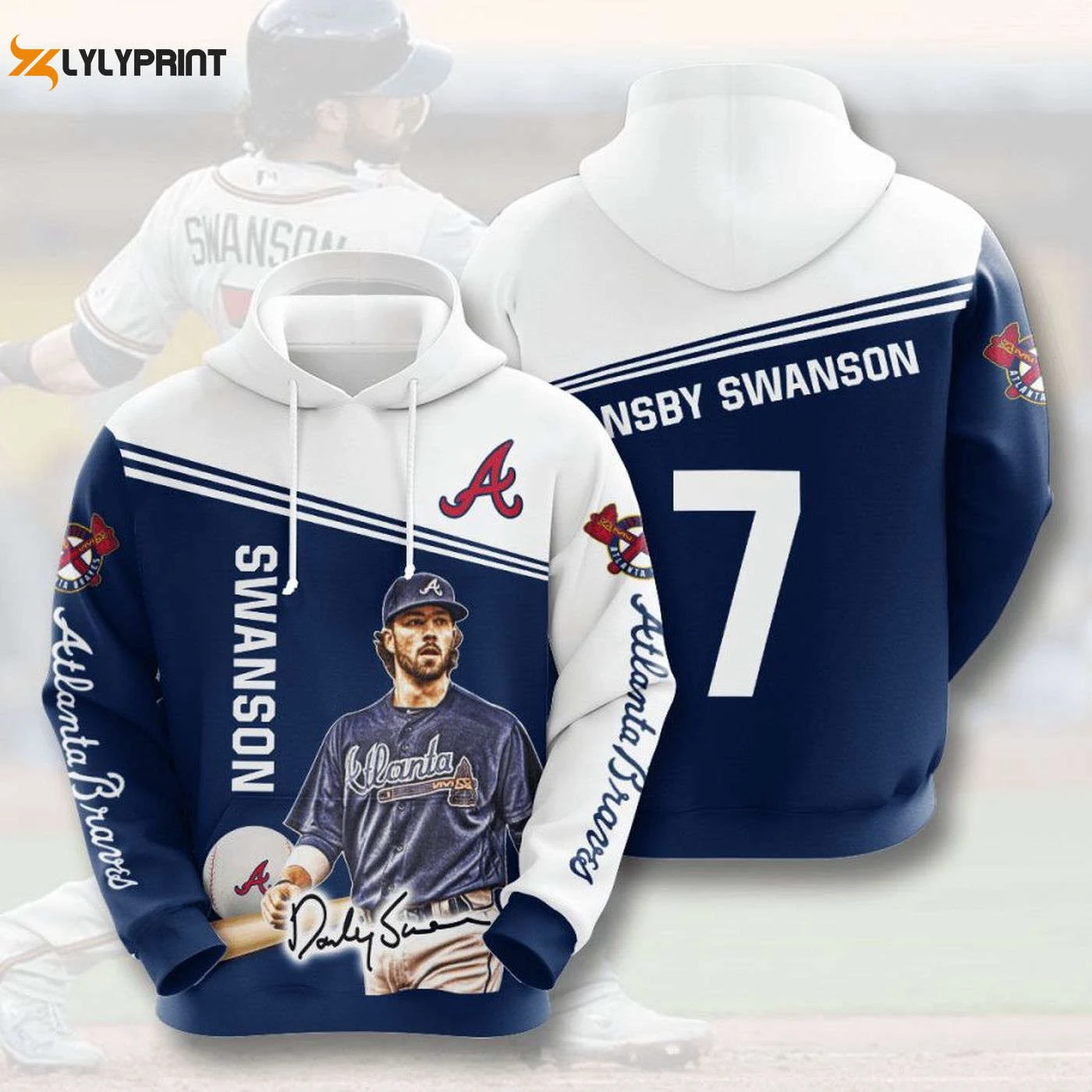 Shop the Atlanta Braves Dansby Swanson AOP Pullover Hoodie - Official Team Gear HZ0501