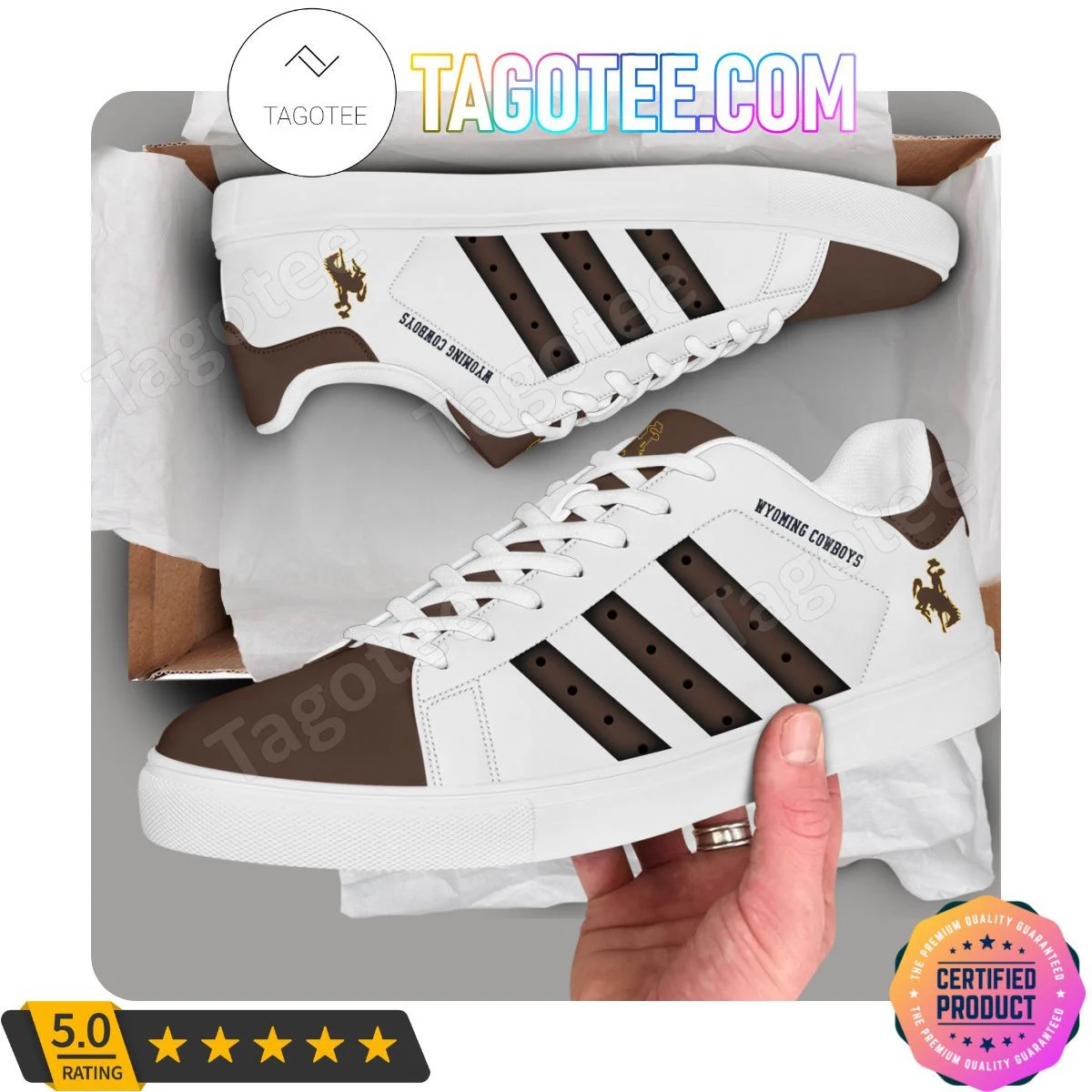 NCAA Wyoming Cowboys White Brown Stan Smith Shoes , Trendy Style Sneakers ST0801