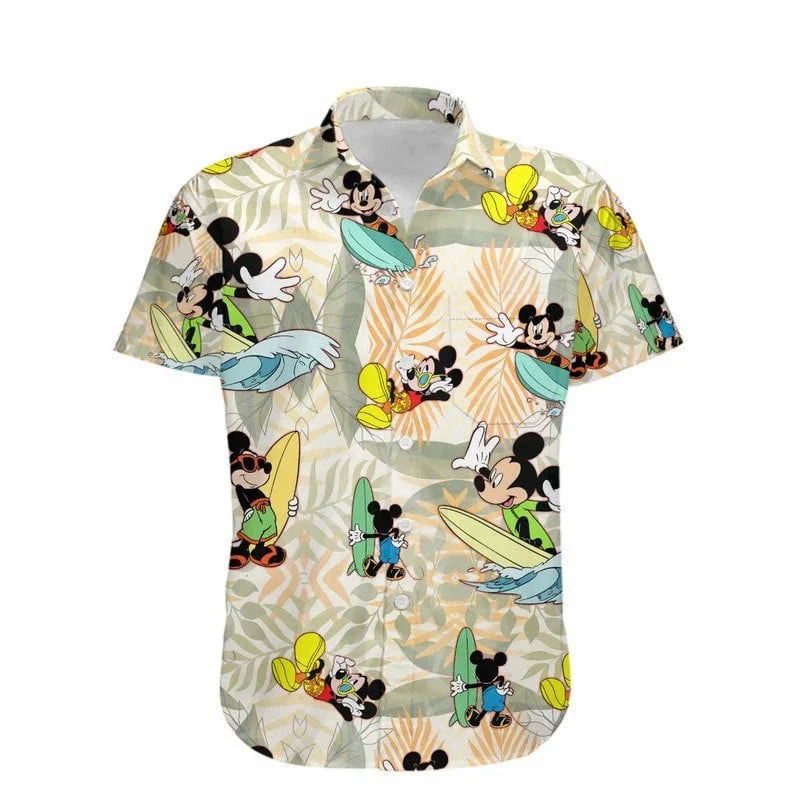 Mickey Mouse Surfing Disney Graphics All Print 3D Hawaiian Shirt HW0601