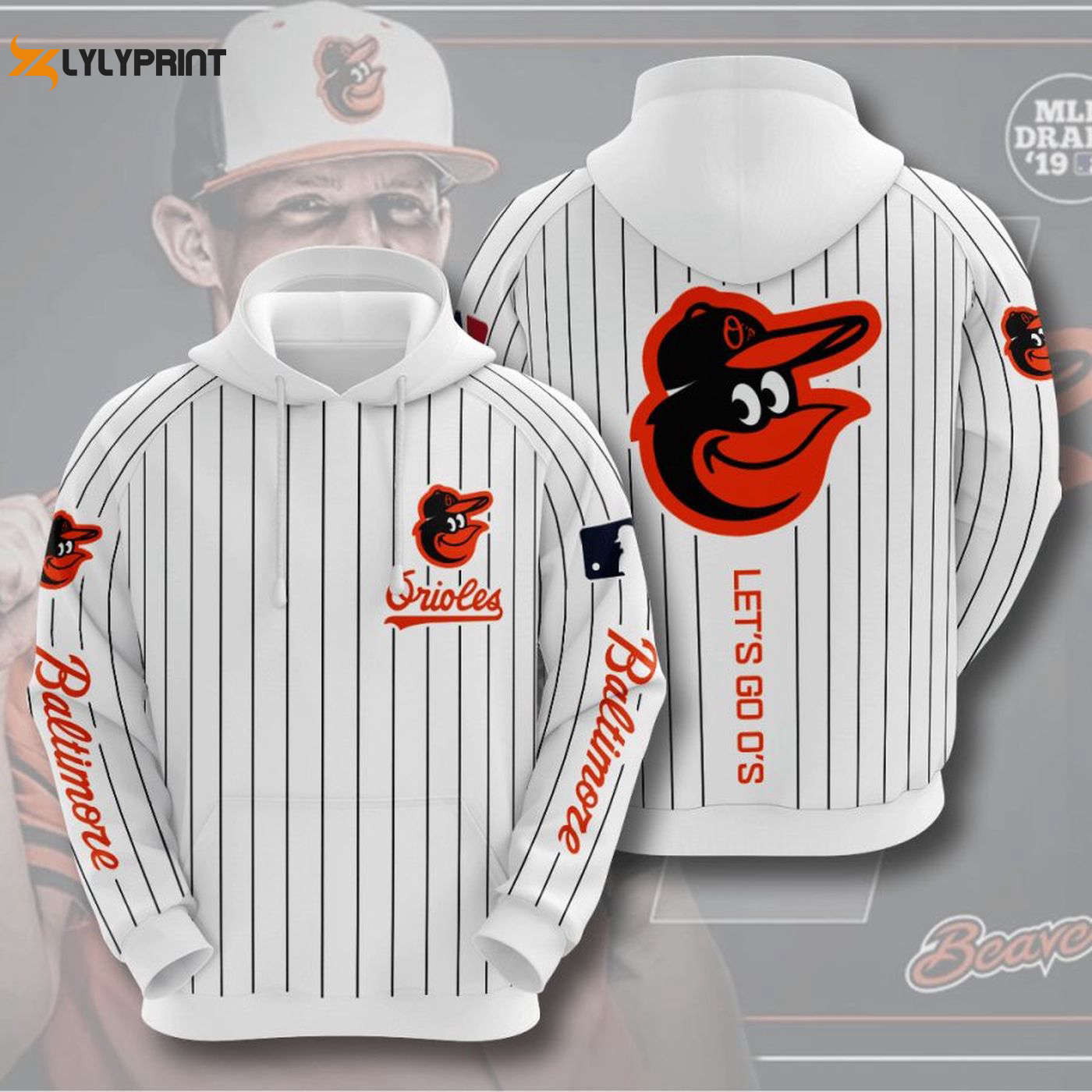 Baltimore Orioles Lets Go O s Hoodie – White AOP Shirt HZ0501