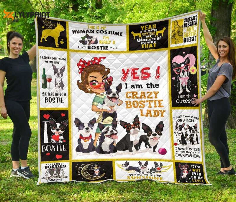 Boston Terrier Bostie Lady 3D Quilt Blanket For Fans Home Decor Gift ,  Soft Quilt, King Size, All Season Cozy Quilt QB0901