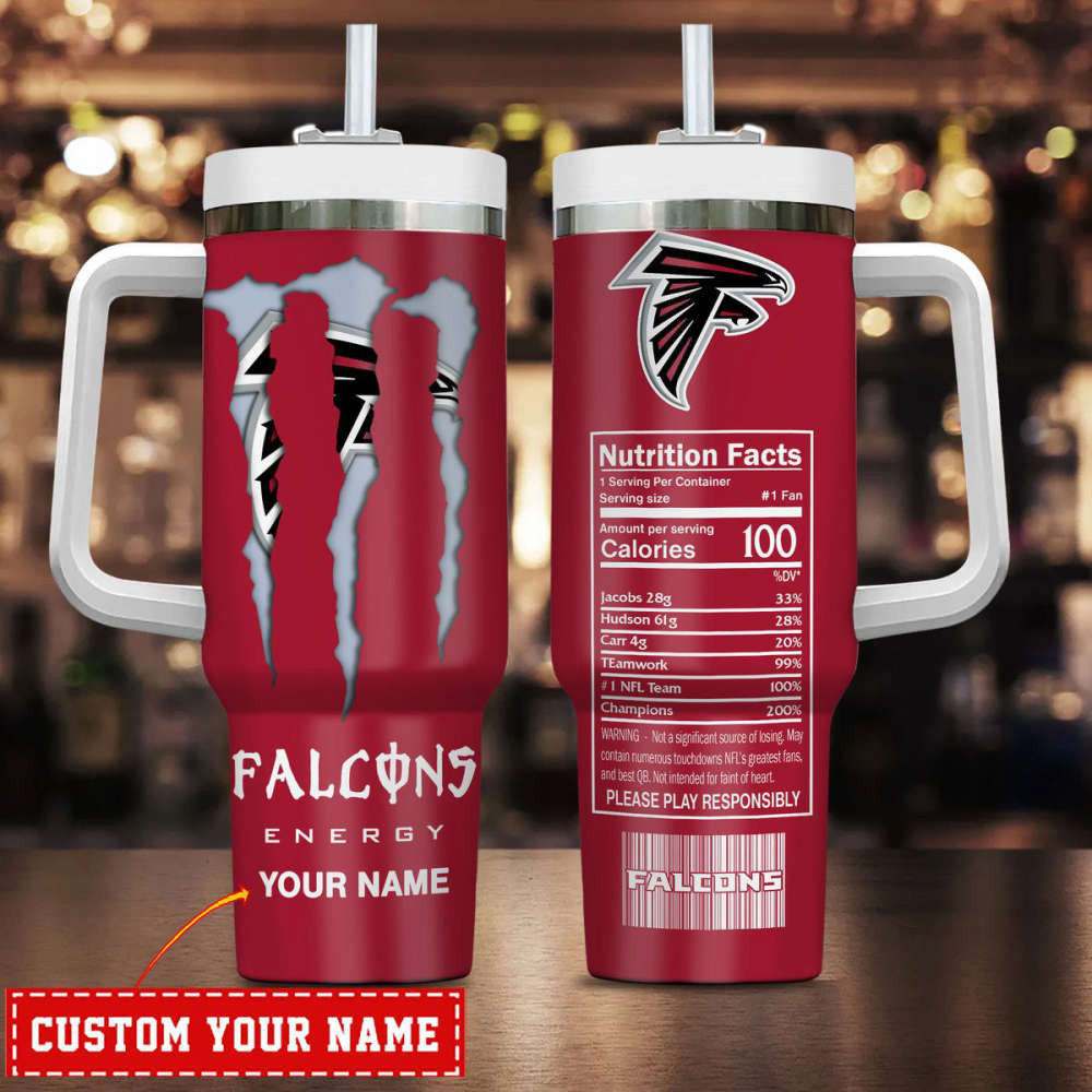 Atlanta Falcons Energy Nutrition Facts Personalized Stanley Tumbler 40Oz 0501TB40