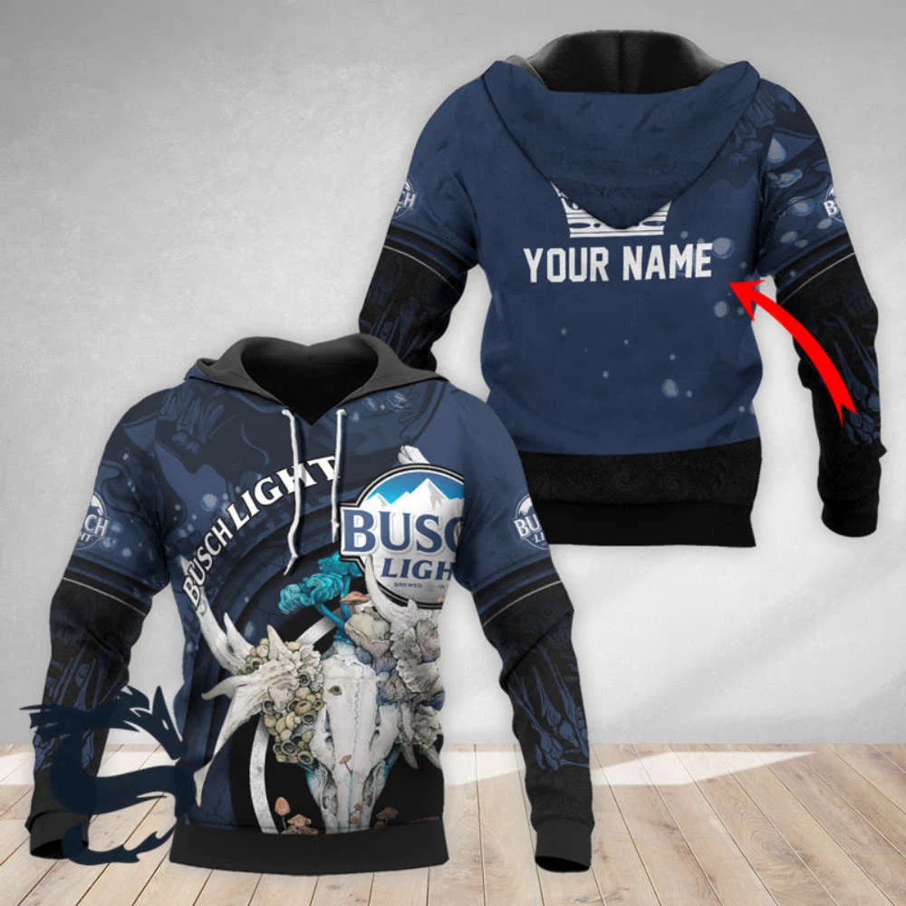 Personalized Busch Light Deer Skull With Mushrooms Hoodie & Zip Hoodie HZ0501