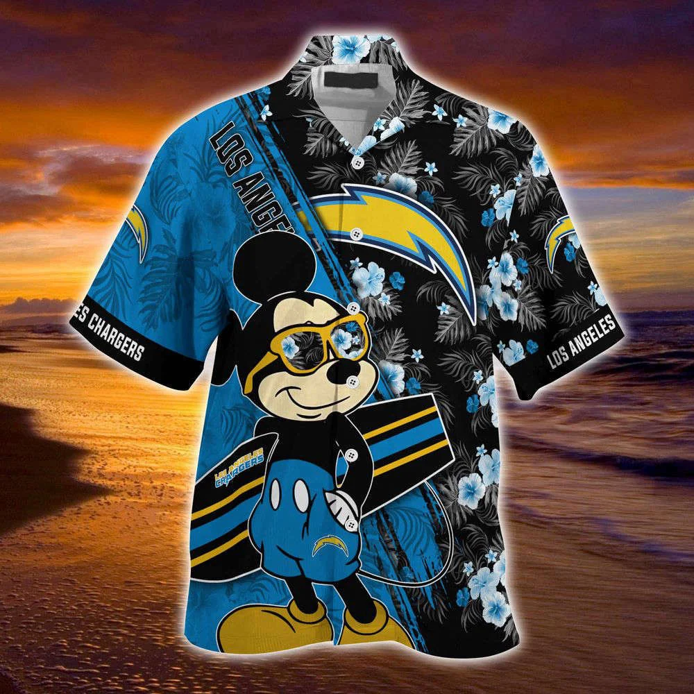 Los Angeles Chargers NFL-Summer Hawaii Shirt Mickey And Floral Pattern For Sports Fans HW0601