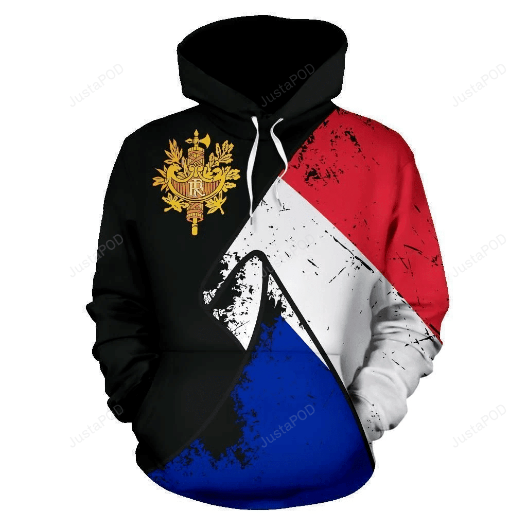 France Grunge Flag 3D All Over Print Hoodie, Zip-up Hoodie HZ0501