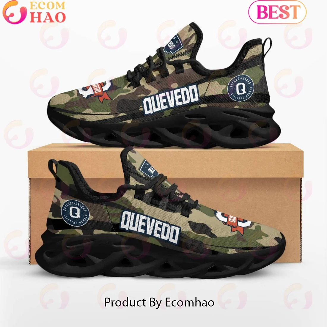 Quevedo Endless Legend Lifetime Member Special Camo Military Design Max Soul Shoes, Sneakers  Unisex sneakers MS0601