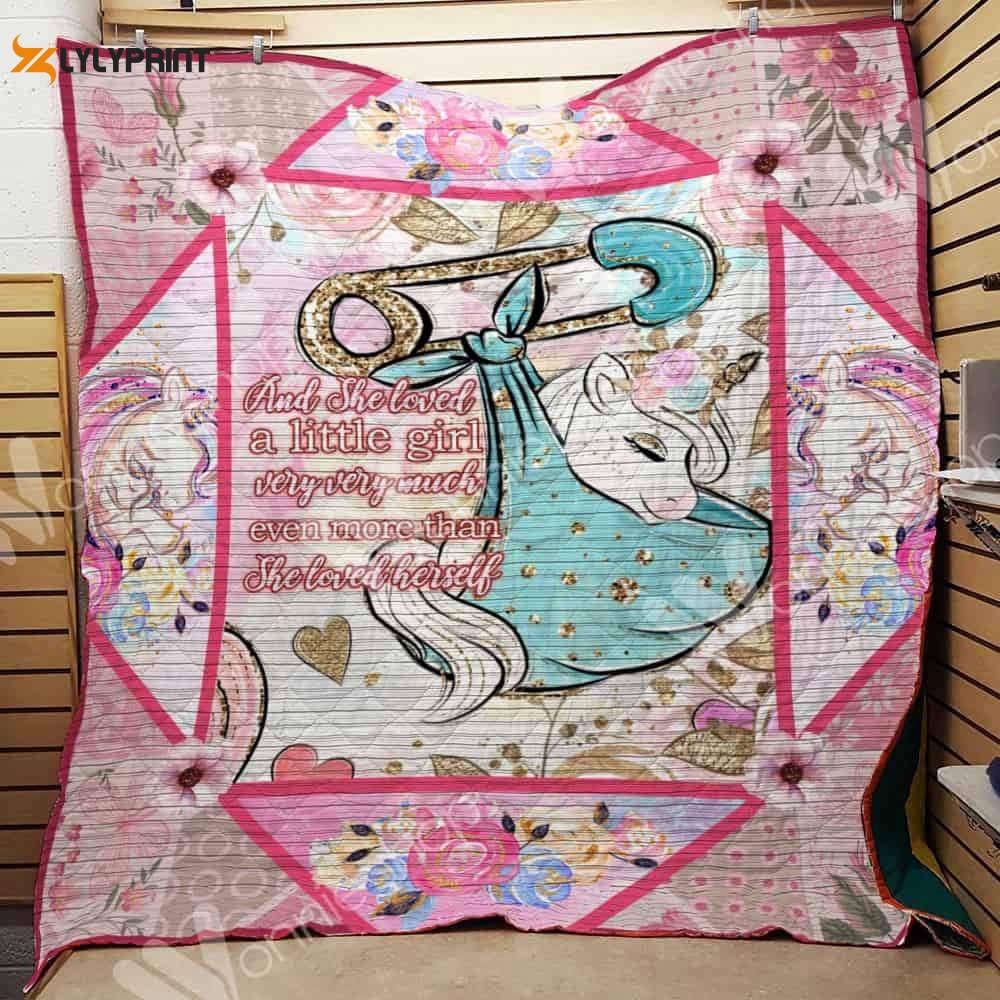 A Little Girl Unicorn 3D Customized Quilt Blanket , Soft Quilt, King Size, All Season Cozy Quilt QB0901