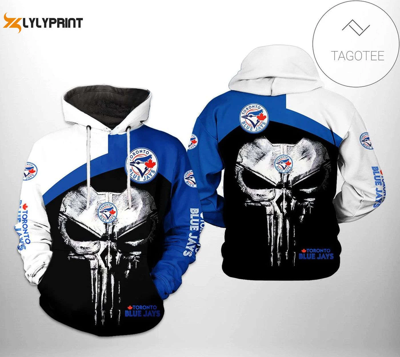 Toronto Blue Jays Punisher Skull Hoodie Stylish AOP Shirt for Fans HZ0501