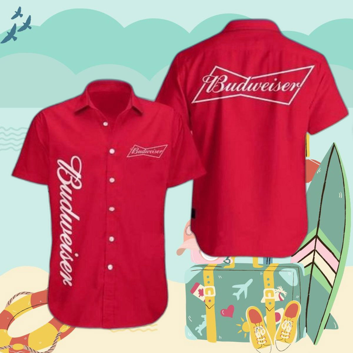 Budweiser All Over Print 3D Hawaiian Shirt: Vibrant Style for Summer HW0601