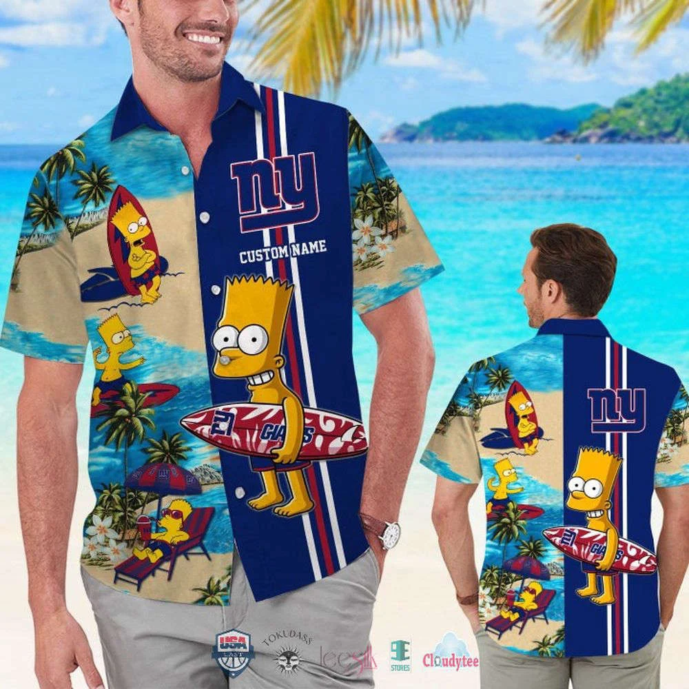 Custom Name New York Giants Bart Simpson Hawaiian Shirt For Men Women HW0601